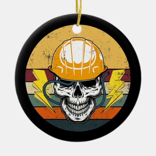 Retro Electrice Skull Electrical Engineer Keramisch Ornament (Voorkant)