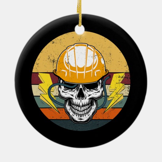 Retro Electrice Skull Electrical Engineer Keramisch Ornament (Achterkant)