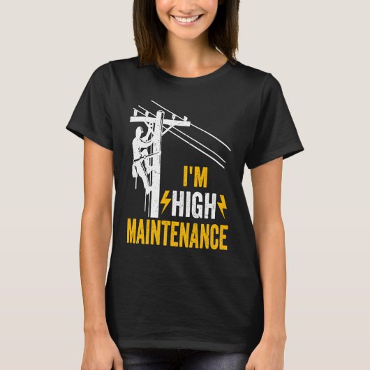 Retro Electrician Lineman Journeyman I'm High Main T-shirt (Voorkant)