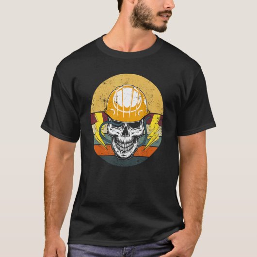 Retro Electrician Skull Electrical Engineer Vintag T-shirt (Voorkant)