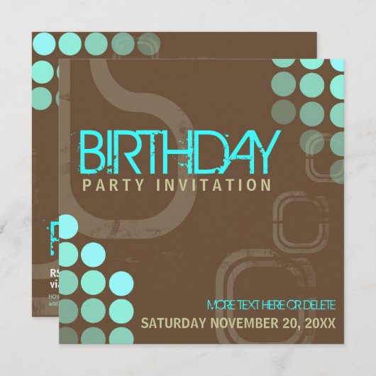 Retro Electro Party Birthday Uitnodiging (Voorkant / Achterkant)