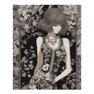 Retro Elegance Anime Meisje - Whimsical Jurk AI Perfect Poster