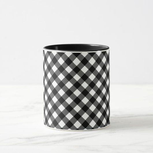 Retro Elegant Black and White Gingham Mok (Midden)