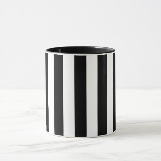 Retro Elegant Black and White Stripe Mok (Midden)