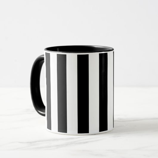 Retro Elegant Black and White Stripe Mok (Voorkant links)