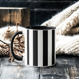 Retro Elegant Black and White Stripe Mok