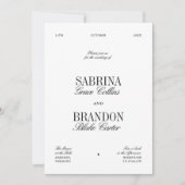 Retro Elegant Black & White Wedding Kaart (Voorkant)