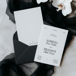 Retro Elegant Black & White Wedding Kaart