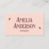 Retro Elegant Blush & Burgundy Qr Code Visitekaartje (Voorkant)