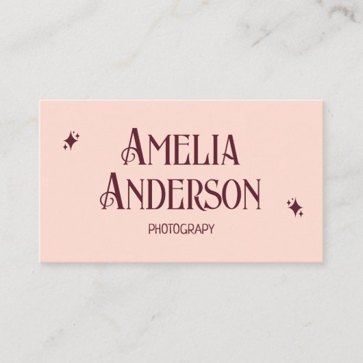 Retro Elegant Blush & Burgundy Qr Code Visitekaartje (Voorkant)