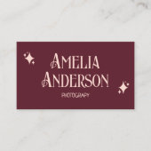 Retro Elegant Blush & Burgundy Qr Code Visitekaartje (Voorkant)