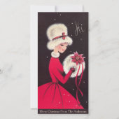 Retro Elegant Christmas Lady Custom Feestdagenkaart (Voorkant)