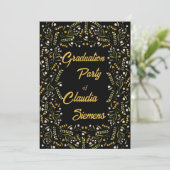 Retro elegant Floral Graduation Invitations Feestdagenkaart (Staand voorkant)