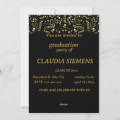 Retro elegant Floral Graduation Invitations Feestdagenkaart (Achterkant)
