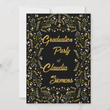 Retro elegant Floral Graduation Invitations
