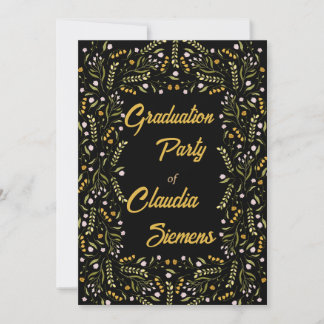 Retro elegant Floral Graduation Invitations Feestdagenkaart