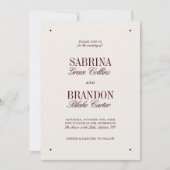 Retro Elegant Ivoor & Bourgondië formele bruiloft Kaart (Voorkant)