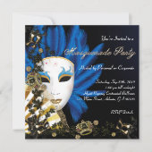 Retro Elegant Masquerade Party nodigt uit Kaart (Voorkant)