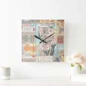 Retro Elegant Meisje Pinup Vierkante Klok (Huis)