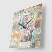 Retro Elegant Meisje Pinup Vierkante Klok (Hoek)