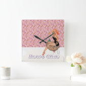 Retro Elegant Meisje Pinup Vierkante Klok (Huis)