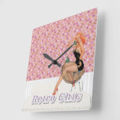 Retro Elegant Meisje Pinup Vierkante Klok (Hoek)