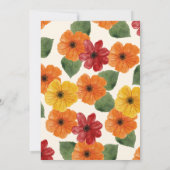 Retro Elegant Modern Bloemen Sinaasappel Kaart (Achterkant)