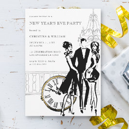 Retro Elegant Oudejaarsavond Feest Kaart