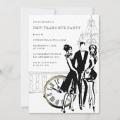 Retro Elegant Oudejaarsavond Feest Kaart (Voorkant)