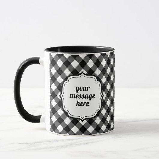 Retro Elegant Personalized Black and White Gingham Mok (Links)