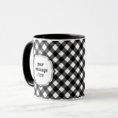 Retro Elegant Personalized Black and White Gingham Mok (Voorkant links)