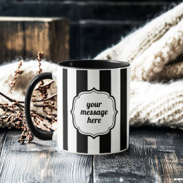 Retro Elegant Personalized Black and White Stripe Mok