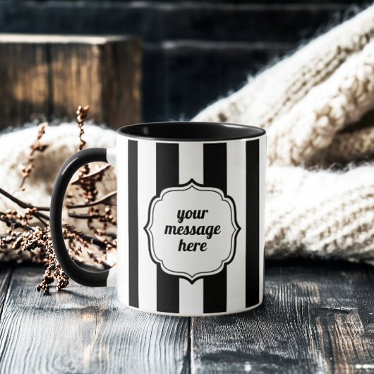 Retro Elegant Personalized Black and White Stripe Mok
