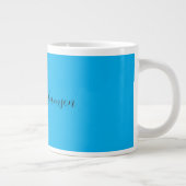 Retro Elegant Plain Sky Blue Calligrafie Naam Grote Koffiekop (Rechts)