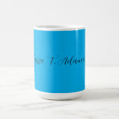 Retro Elegant Plain Sky Blue Calligrafie Naam Koffiemok (Center)