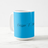 Retro Elegant Plain Sky Blue Calligrafie Naam Koffiemok (Voorkant links)