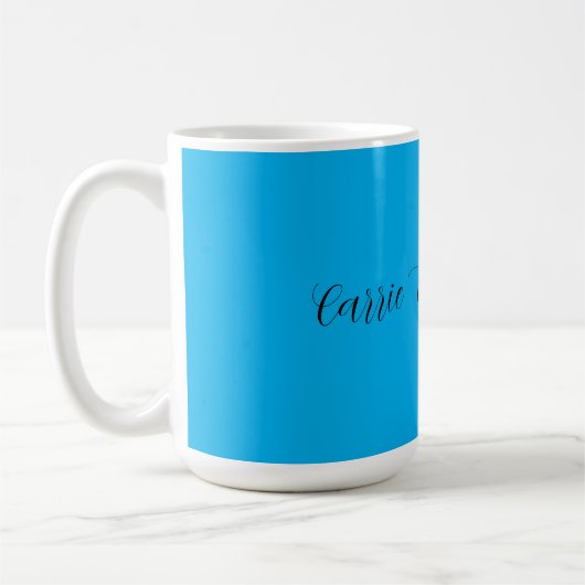 Retro Elegant Plain Sky Blue Calligrafie Naam Koffiemok (Links)