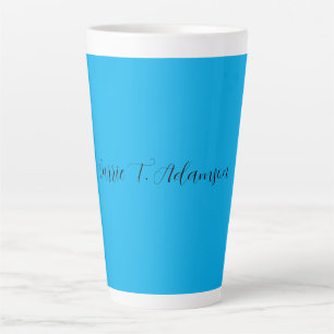 Retro Elegant Plain Sky Blue Calligrafie Naam Latte Mok