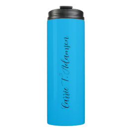 Retro Elegant Plain Sky Blue Calligrafie Naam Thermosbeker