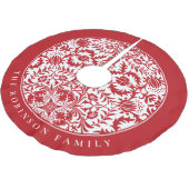 Retro Elegant Rood Wit Kerst Bloemenpatroon Kerstboom Rok (Gekanteld)