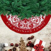 Retro Elegant Rood Wit Kerst Bloemenpatroon Kerstboom Rok