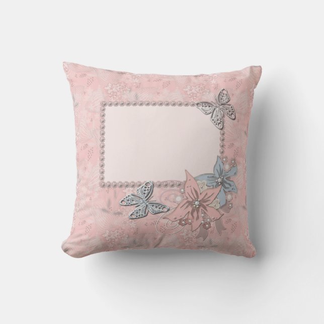 Retro  elegant roze lijst bloemen parels zijn kussen (Voorkant)