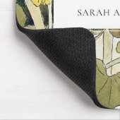 Retro Elegant Rustic Yellow Green Daffodil Floral Muismat (Hoek)