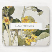 Retro Elegant Rustic Yellow Green Daffodil Floral Muismat (Voorkant)