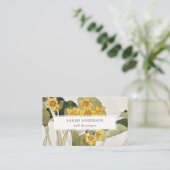 Retro Elegant Rustic Yellow Green Daffodil Floral Visitekaartje (Staand voorkant)