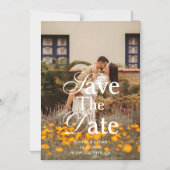 Retro Elegant Script Photo Wedding Save The Date Magnetische Uitnodiging (Voorkant)