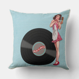 Retro Elegant VinylMeisje Pinup Kussen