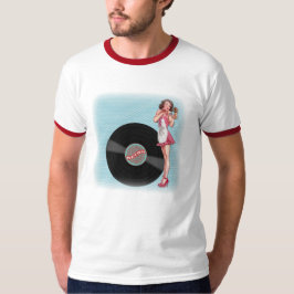Retro Elegant VinylMeisje Pinup T-shirt