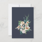 Retro Elegant White Flower Lijst Navy RSVP Kaartje (Achterkant)