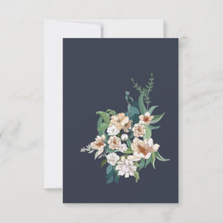 Retro Elegant White Flower Lijst Navy RSVP Kaartje